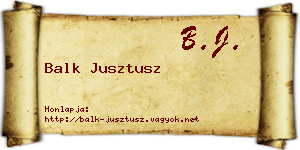 Balk Jusztusz névjegykártya